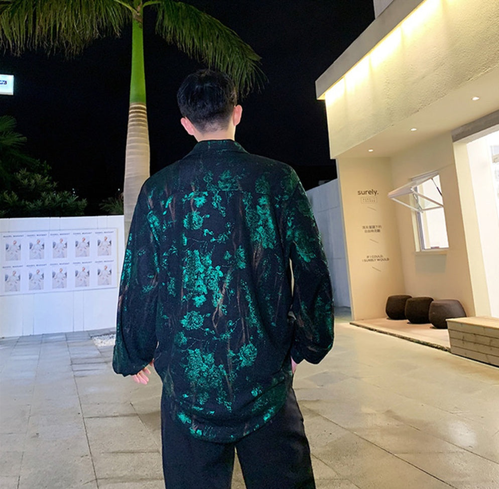 Male Streetwear Hip Hop Party Floral Shirt