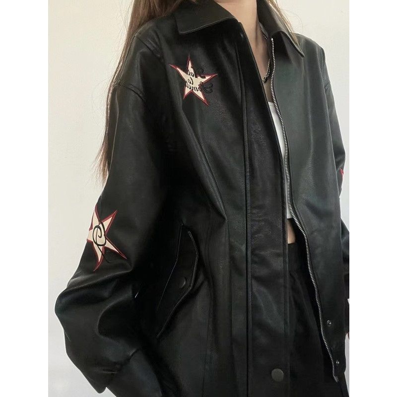 Vintage Embroidered Leather Coat