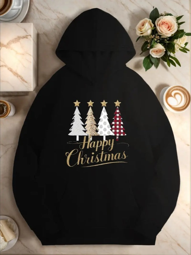 Trees Happy Christmas Women's Plus Size Hoodies