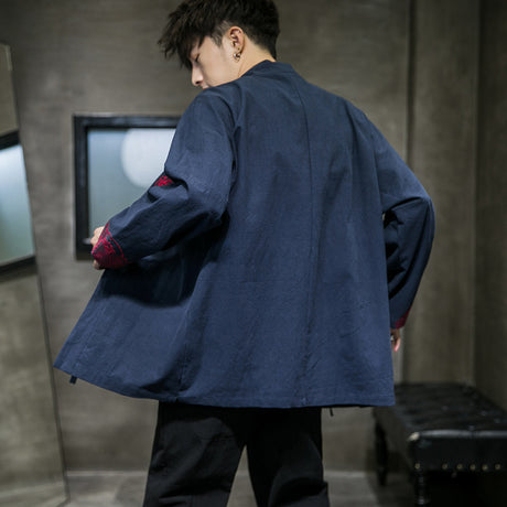 Menx Kimono Cardigan Embroidered Men Jacket