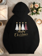Trees Happy Christmas Women's Plus Size Hoodies